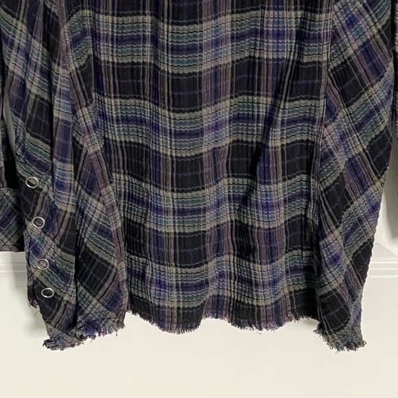 Free People Juniper Ridge Snap Side Plaid Button Down Top 35204 - Picture 13 of 16